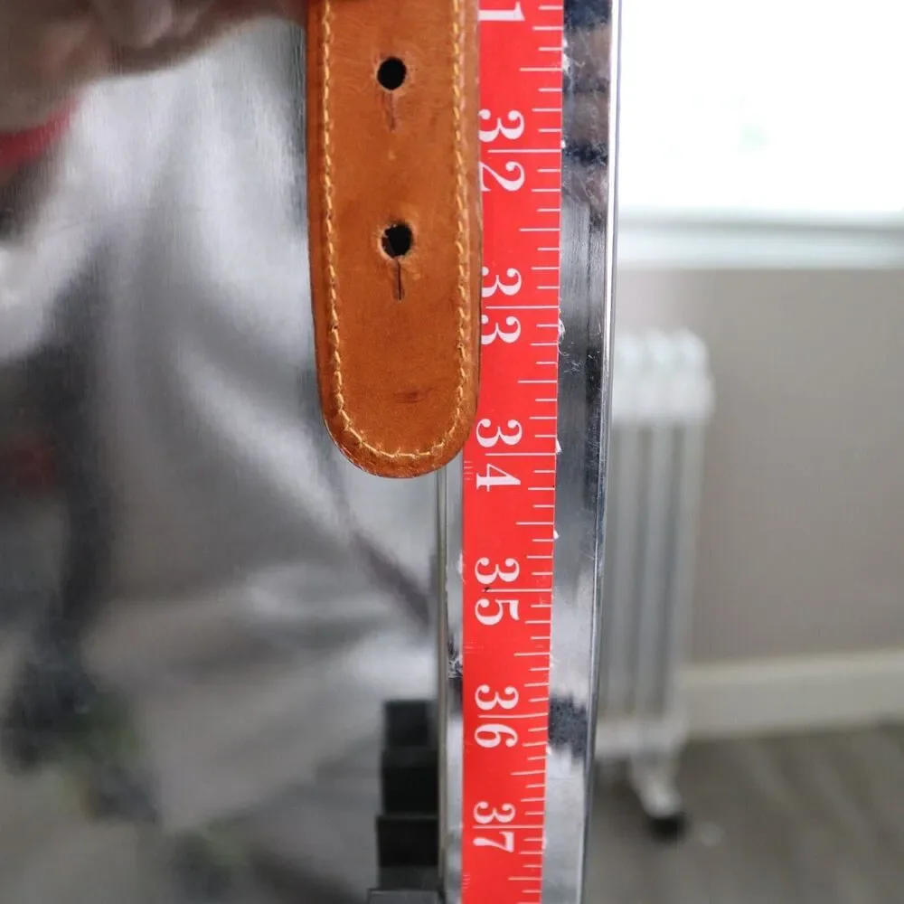 Linea Pelle Belt Medium Orange Gold Jute Stretch Leather Trim Brass Ring Tab